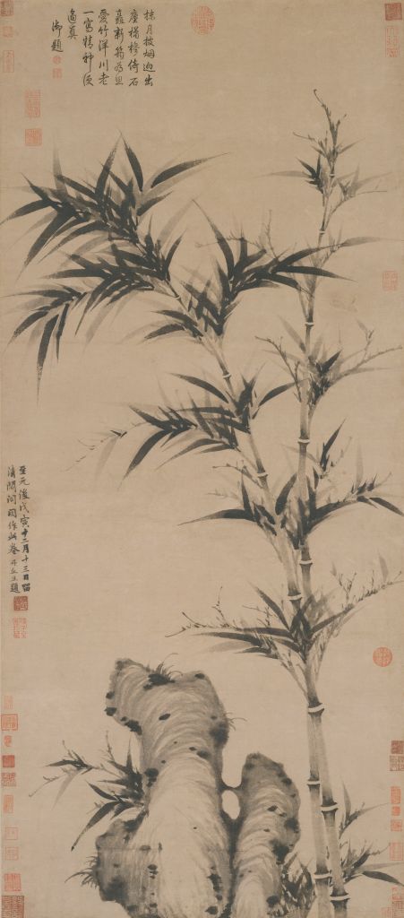 图片[1]-Ke Jiusi’s ink bamboo picture axis in the Qing Temple-China Archive